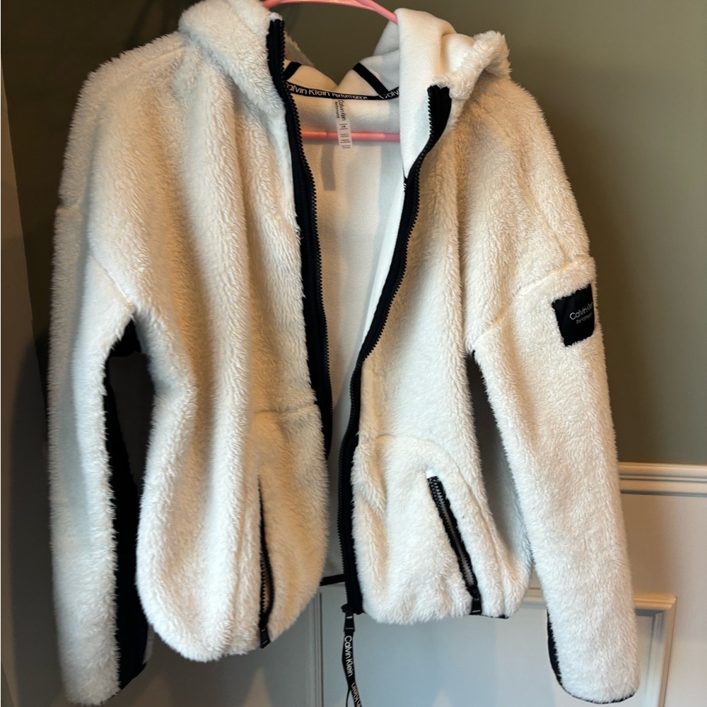 Calvin Klein Performance White and Black Fleece Jacket